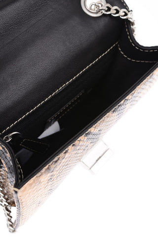 snake printed leather bag with chain shoulder strap