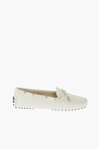 Textured Leather Boat Loafers with Bow