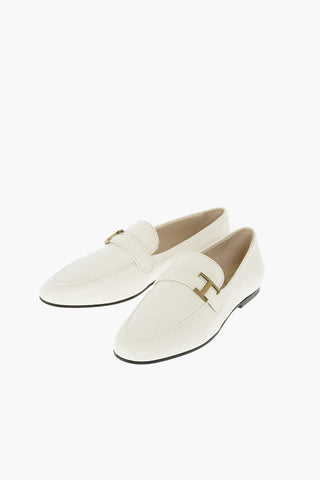 Metal Logo Leather Loafers