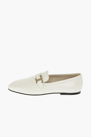 Metal Logo Leather Loafers
