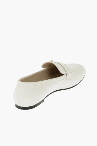 Metal Logo Leather Loafers
