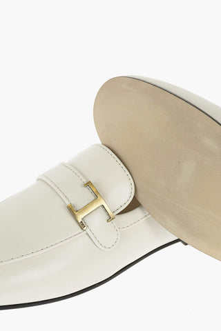 Metal Logo Leather Loafers