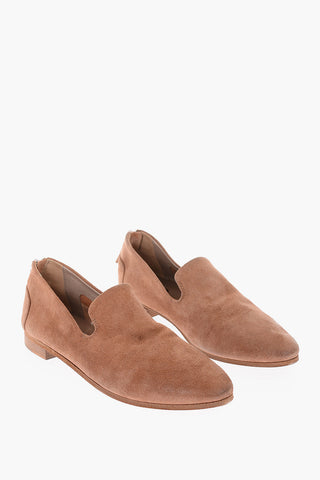 Back Zipped Suede Loafers