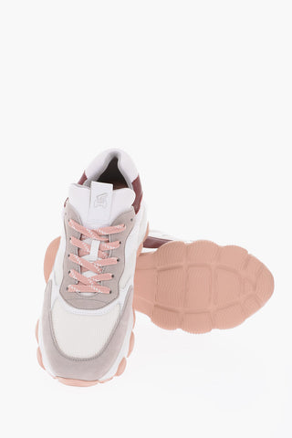 Lace Up Canvas and Suede Sneakers with Rubber Sole
