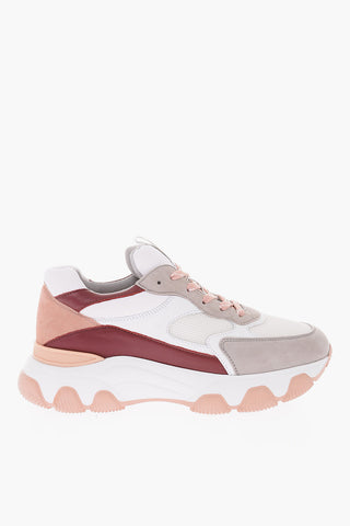 Lace Up Canvas and Suede Sneakers with Rubber Sole