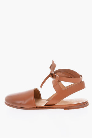 Ankle Strap Leather Closed Toe Sandals