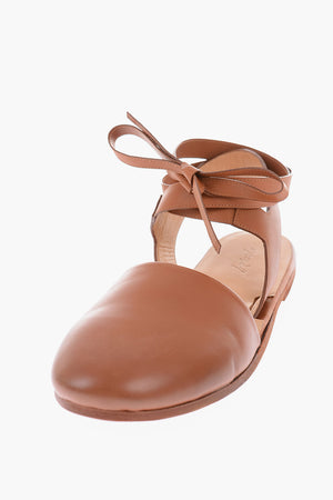 Ankle Strap Leather Closed Toe Sandals