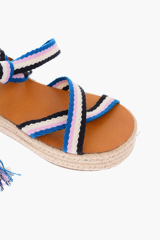 Raffia Sole Leather Details Platform Sandals