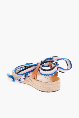Raffia Sole Leather Details Platform Sandals