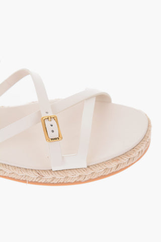 Sandali in Pelle con Suola in Raffia