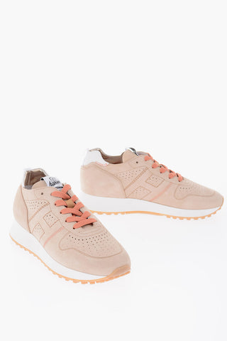 Sneakers Allacciate in Suede Traforato