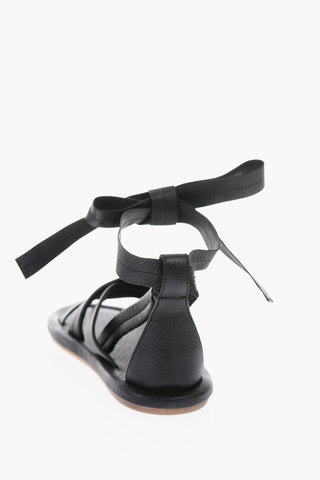 Cuir Sole Textured Leather Flat Sandals