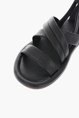 Cuir Sole Textured Leather Flat Sandals