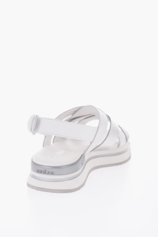 Two Tone Crossed Motif Leather Sandals