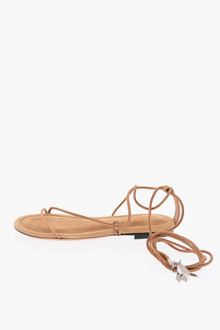 Suede Flat Sandals with Charms