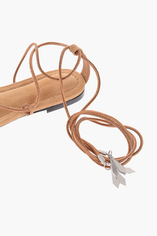 Suede Flat Sandals with Charms