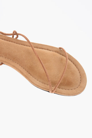 Suede Flat Sandals with Charms