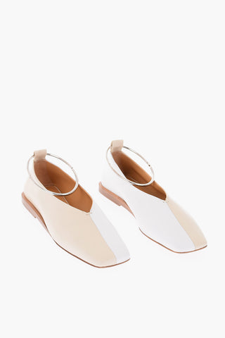 Ankle Ring Two Tone Leather Ballet Flats