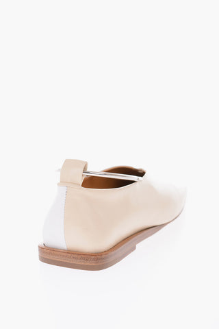 Ankle Ring Two Tone Leather Ballet Flats