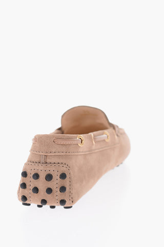Suede Boat Loafers with Bow