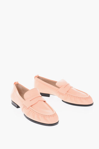 Textured Leather Penny Loafers