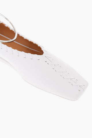 Ankle Ring Leather Ballet Flats with Sur Ton Stitchings