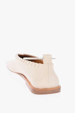 Ankle Ring Leather Ballet Flats with Sur Ton Stitchings