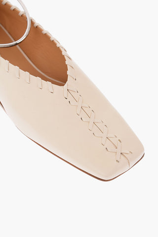 Ankle Ring Leather Ballet Flats with Sur Ton Stitchings