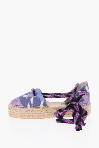 Raffia Sole Platform Espadrillas with Rope Straps