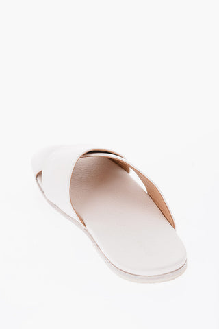 Textured Leather Slip On Flat Sandals