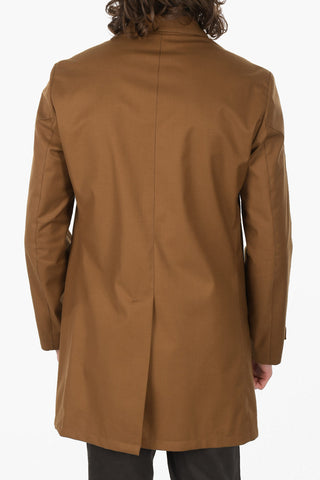 hidden closure balmacaan coat