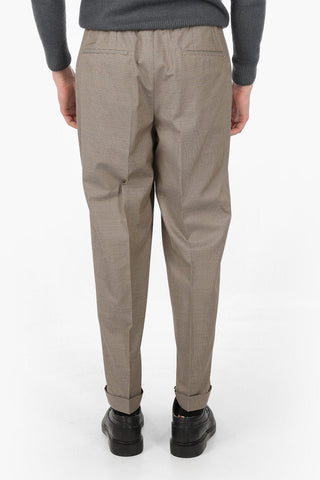 CC COLLECTION Single Pleat Micro Houndstooth Pants with Elastic Waist Band