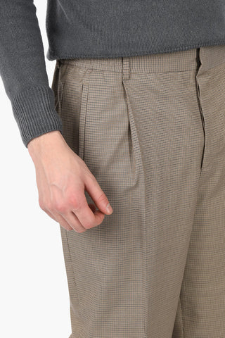 CC COLLECTION Single Pleat Micro Houndstooth Pants with Elastic Waist Band