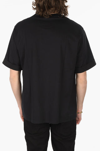 Crew Neck Cotton T-shirt with Terry Patch