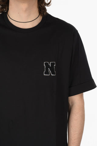 Crew Neck Cotton T-shirt with Terry Patch