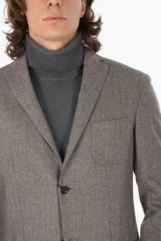 ID Blazer Sfoderato Herringbone con Tasche e Taschino a Toppa