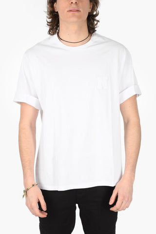 T-shirt Girocollo in Cotone con Patch in Spugna