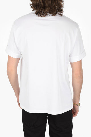 T-shirt Girocollo in Cotone con Patch in Spugna