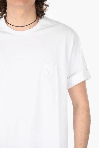 T-shirt Girocollo in Cotone con Patch in Spugna
