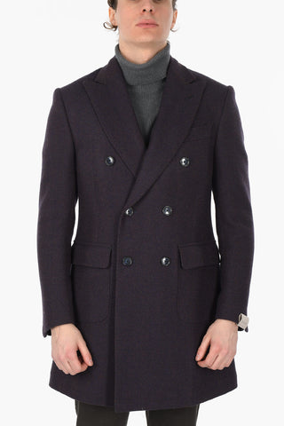 Cappotto Doppio Petto Herringbone in Lana Vergine
