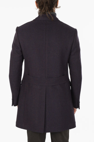 Cappotto Doppio Petto Herringbone in Lana Vergine