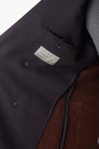Cappotto Doppio Petto Herringbone in Lana Vergine