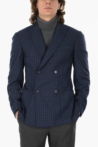 CC COLLECTION Double-breasted Polka Dot Blazer with Peak Lapel