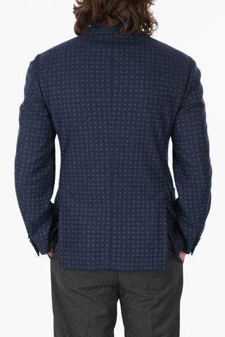 CC COLLECTION Double-breasted Polka Dot Blazer with Peak Lapel