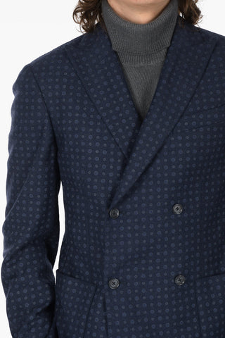 CC COLLECTION Double-breasted Polka Dot Blazer with Peak Lapel