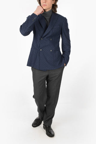 CC COLLECTION Double-breasted Polka Dot Blazer with Peak Lapel