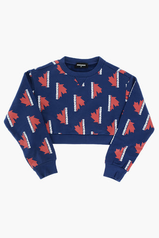 all over logo printed crop crew-neck sweatshirt