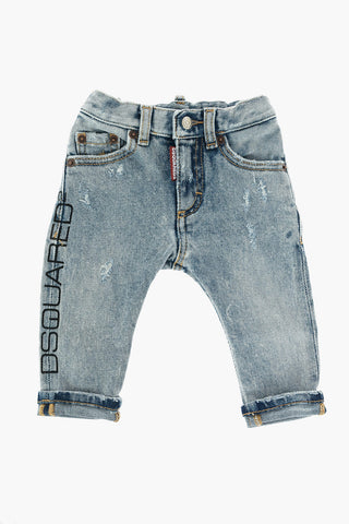 stretch cuffed hem jeans