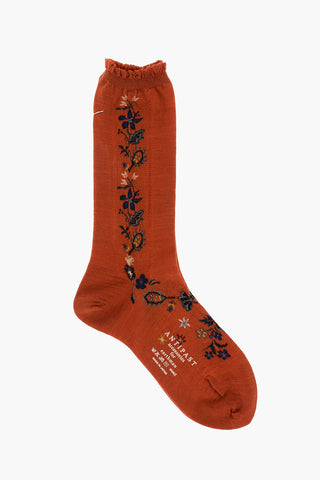 floral embroidered long socks