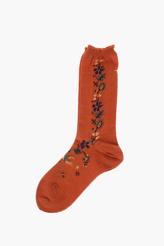 floral embroidered long socks